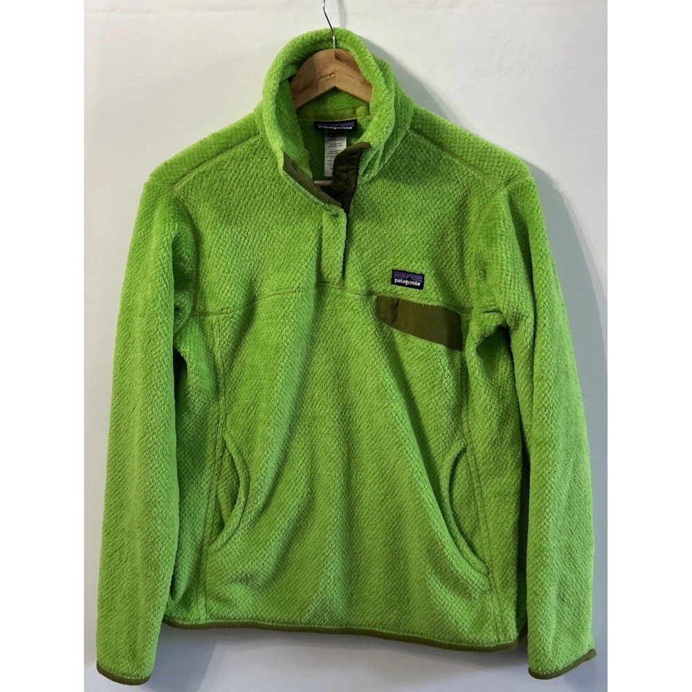 Women's Patagonia Re Tool Snap T Pullover Polartec Grinch Green 25442 Med Clean